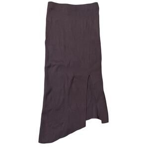 White Fox Brown Ribbed Asymmetrical Midi Skirt Size Small